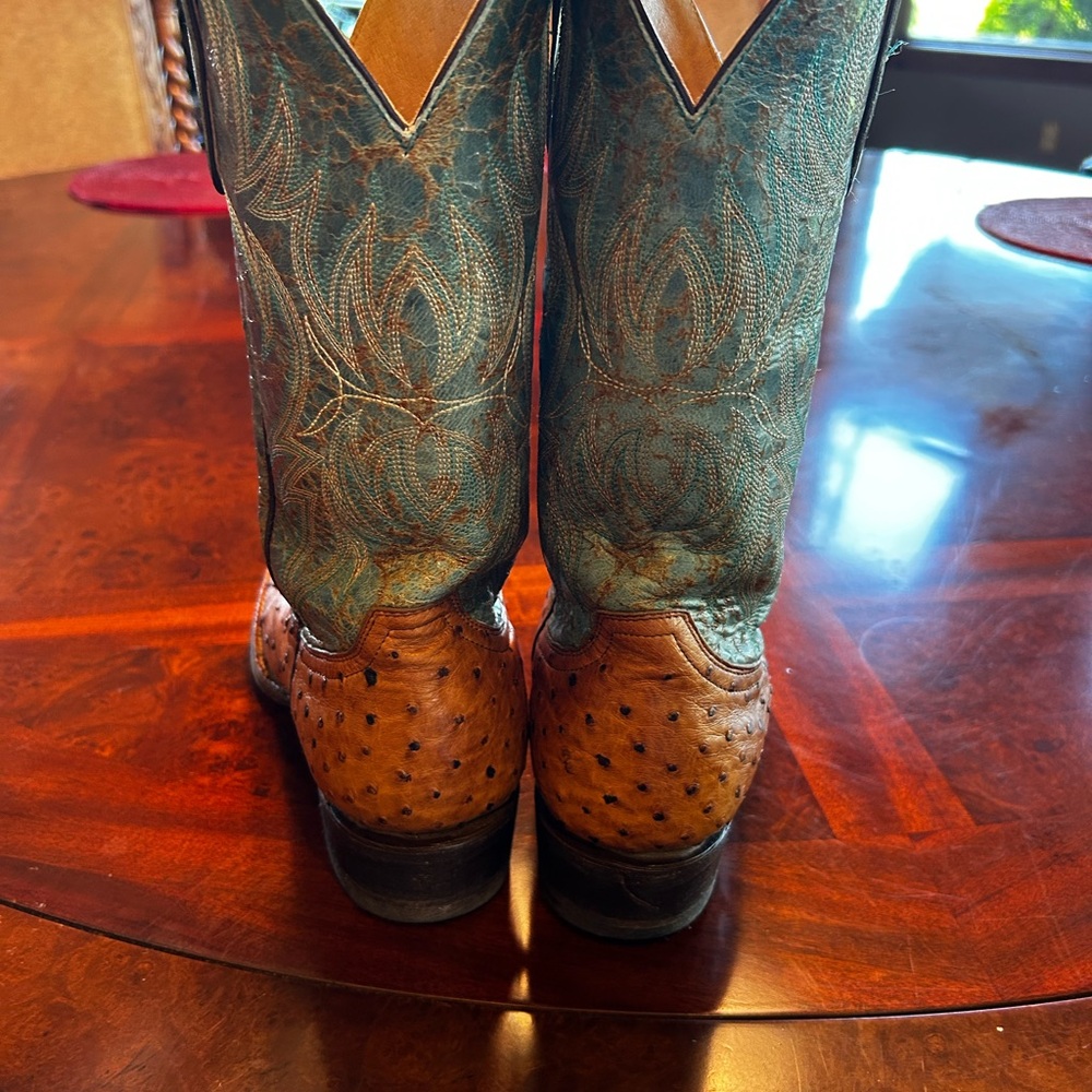 Stylish Blue and Brown Heeled Boots